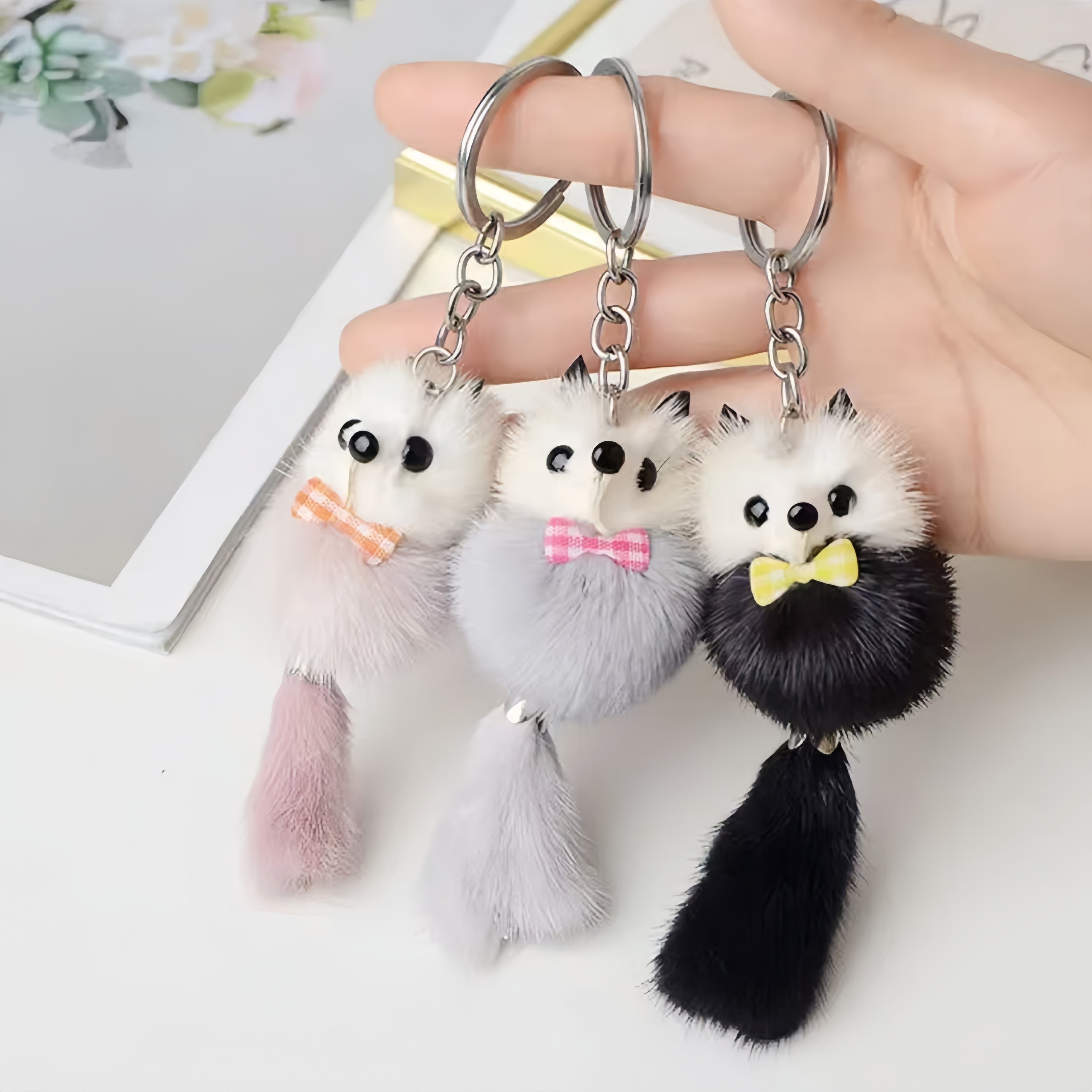 Mink Hair Duckling Little Fox Small Pendant Keychain