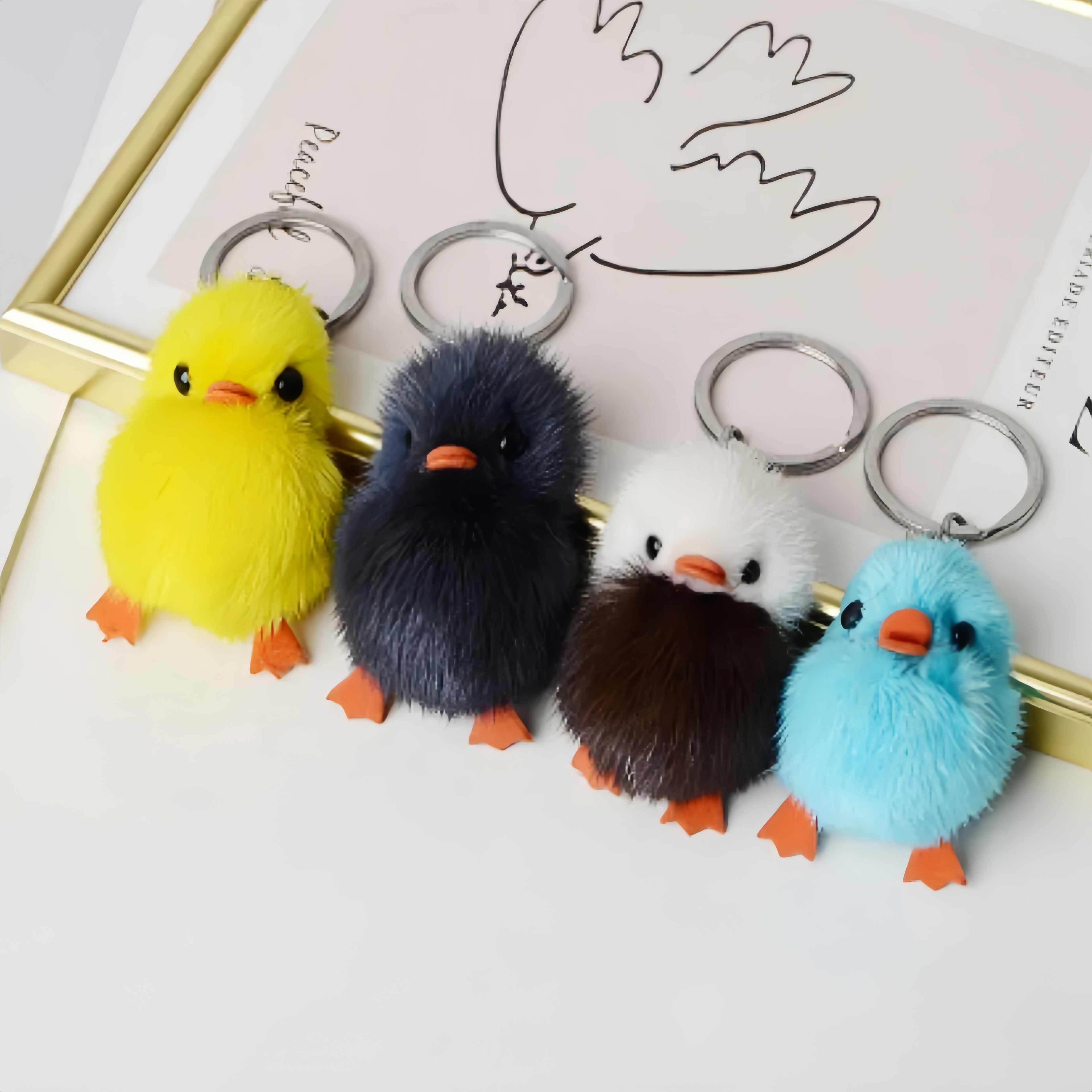 Mink Hair Duckling Little Fox Small Pendant Keychain