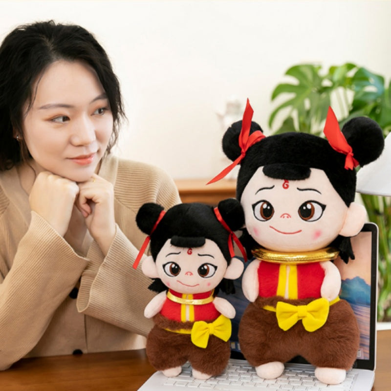 Cartoon plush toys cute Nezha doll children's birthday gift