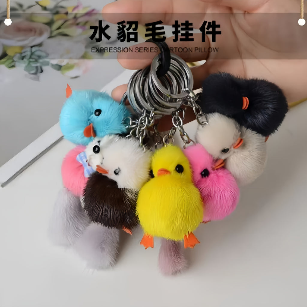Mink Hair Duckling Little Fox Small Pendant Keychain